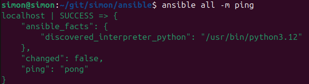 Ansible ping