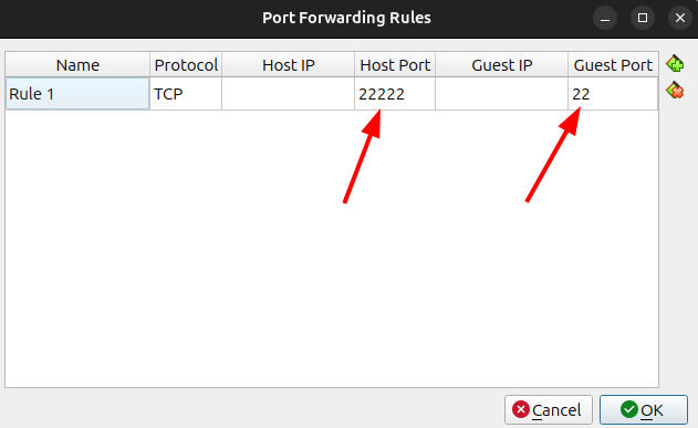 Virtualbox port forwarding