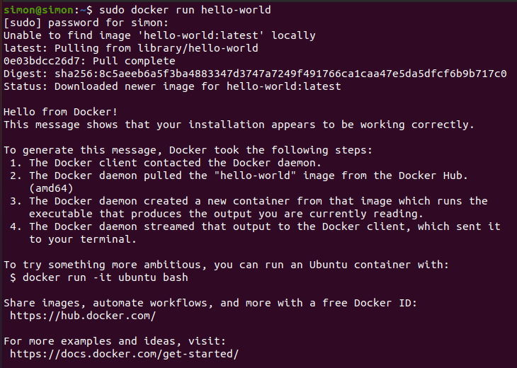 Docker Hello World container