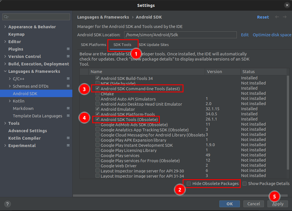 Adnroid Studio SDK tools