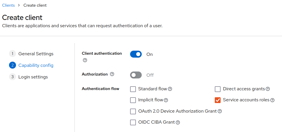 Capability/Auth config