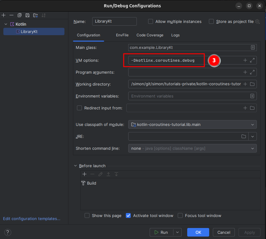 Launch Config debug flag for coroutines