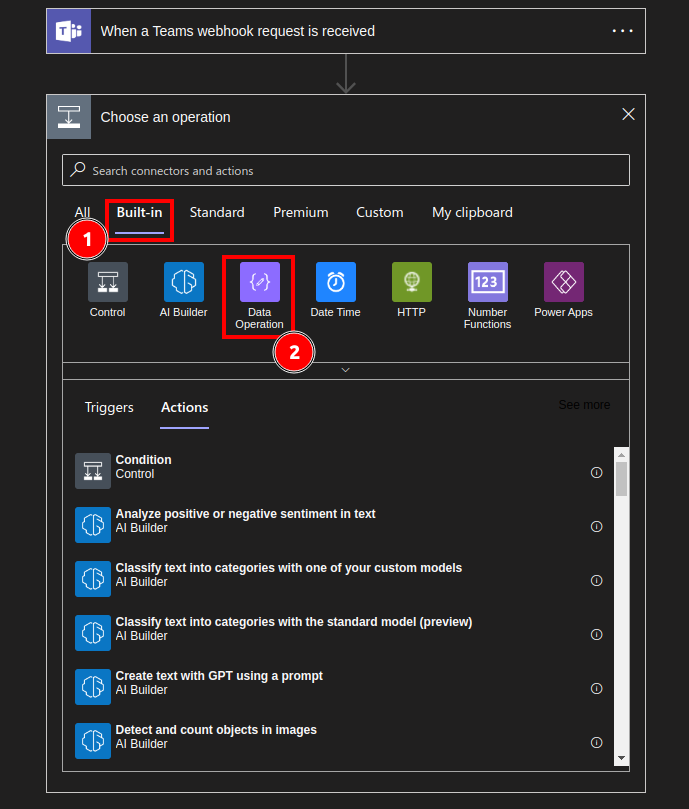 built in data operation