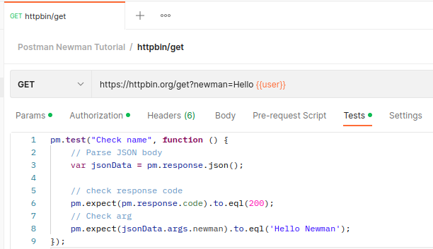 Postman httpbin get request test