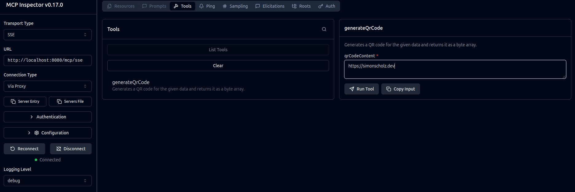 mcp inspector list tools