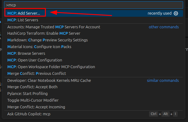VS Code tool menu